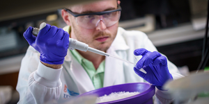 Researcher working on biomaterial