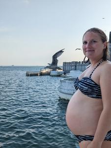 Carmel Lawless pregnant sea swimming