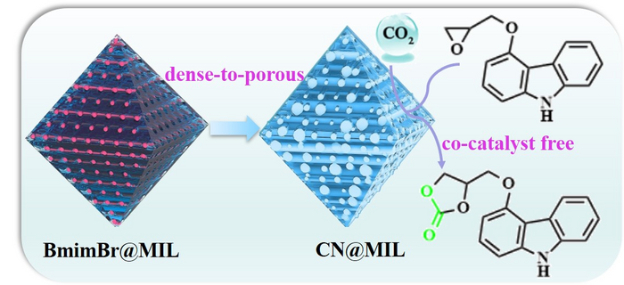 N-doped nanocarbon embedded in hierarchically porous metal-organic frameworks for highly efficient CO2 fixation