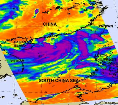 NASA AIRS Infrared Image of Tropical Depression Haima