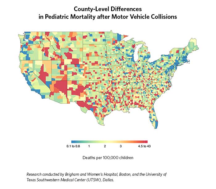 County-Level Differences in Pediatric Mortality after Motor Vehicle Collisions