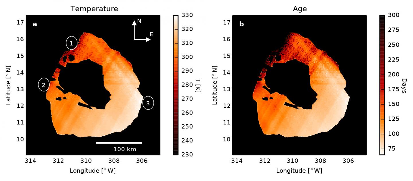 Temperature and Age Maps of Loki Patera