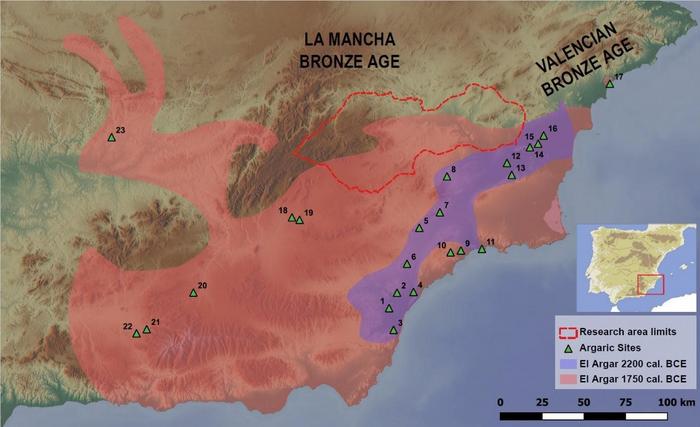 The «frontiers» of Southeast Iberian Bronze Age communities identified