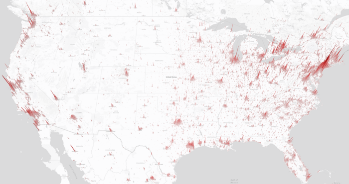 Visualization of urban built-up heights in U.S.