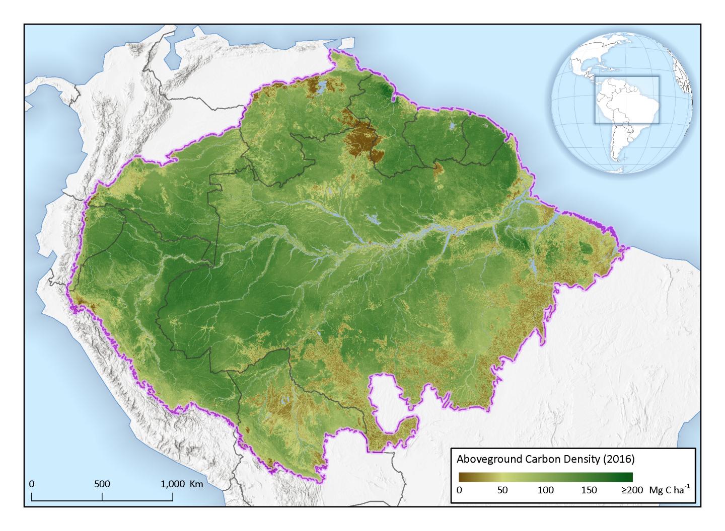 Distribution of Aboveground Carbon Stock (ca. 2016) Across the Amazon Basin