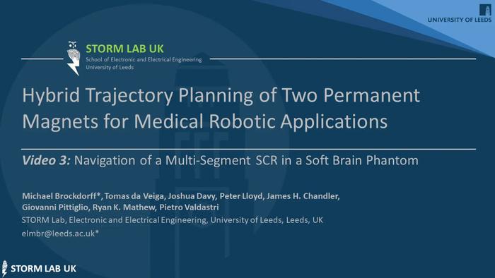 Magnetic soft robot navigated within a soft brain phantom, from the paper, hybrid trajectory planning of two permanent magnets for medical robotic applications