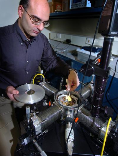 Dimitrios Peroulis Holds a New MEMS Sensor