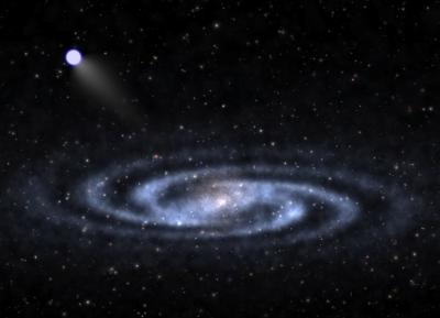 Hypervelocity Star Leaving a Galaxy