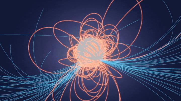 (Animation) Simulation of Pulsar's Possible Quadripole Magnetic Field