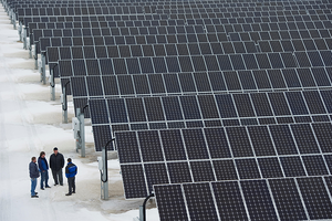 A microgrid network consisting of integrated solar panels.