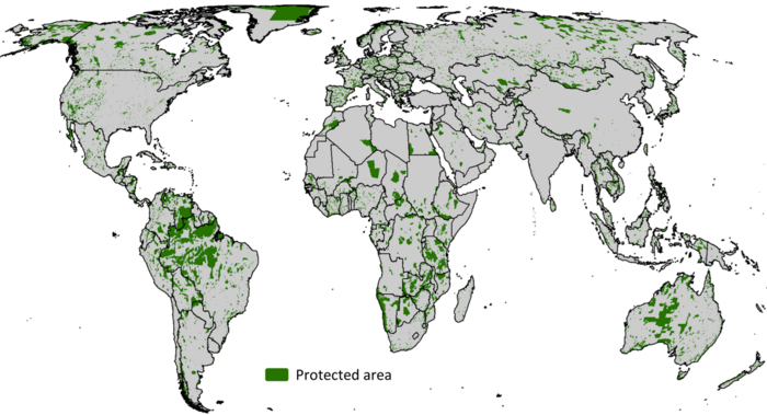 Map of protected areas analyzed