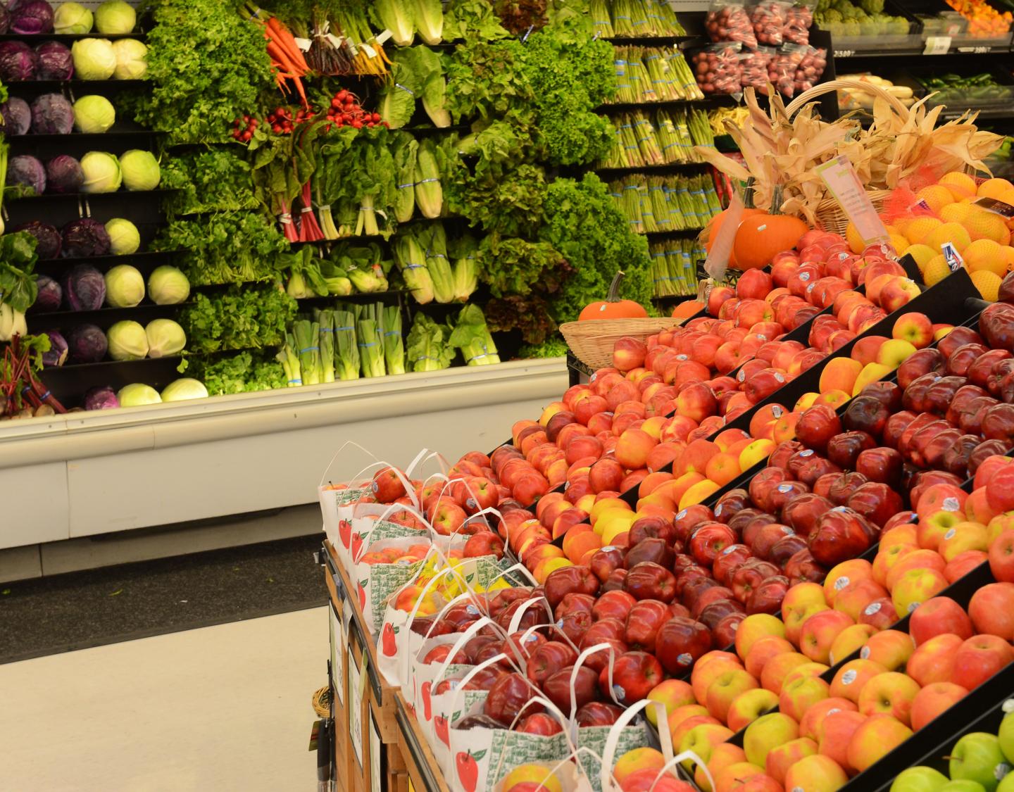 Grocery Store Produce Aisle stock photo