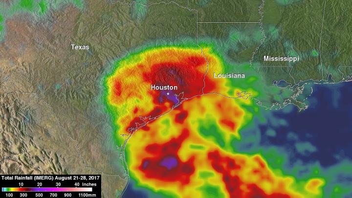 Close up of GPM Image of Harvey