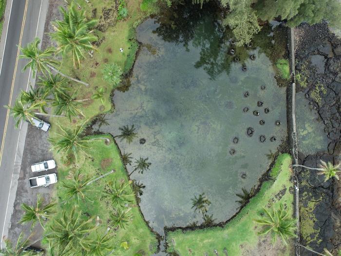 Aerial view of Native Hawaiian fishpond