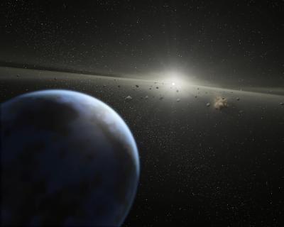 Artist's Impression of a Massive Asteroid Belt in Orbit around a Star