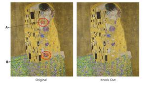 Figure 2. Comparison of the Original Version of The Kissand a Modified Version Without Red Disc Shapes