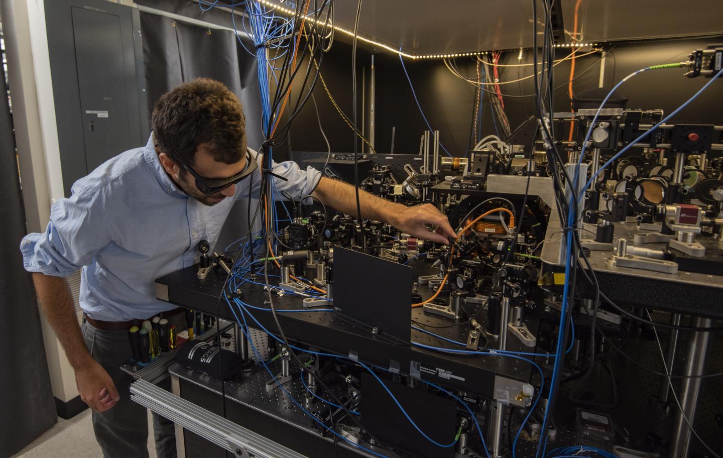 Adam Kaufman in JILA Atomic Clock Lab