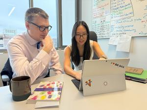 Assistant Professor of Data Science Peter Alonzi mentors student researcher.