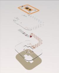 Exploded view of a skeletal microfluidic device