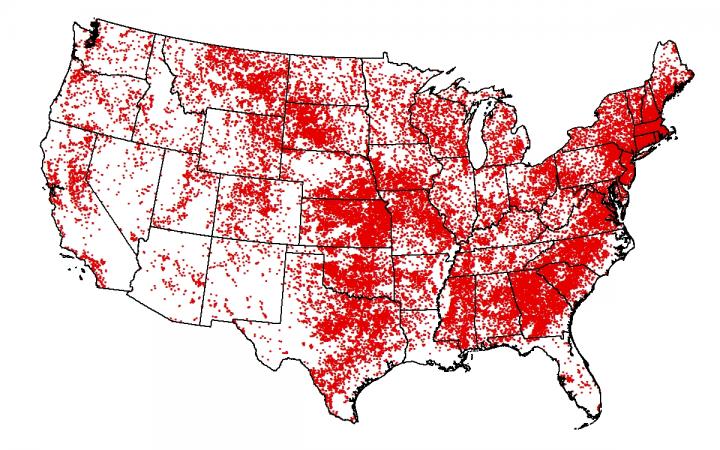 Dam Locations in the Conterminous United States