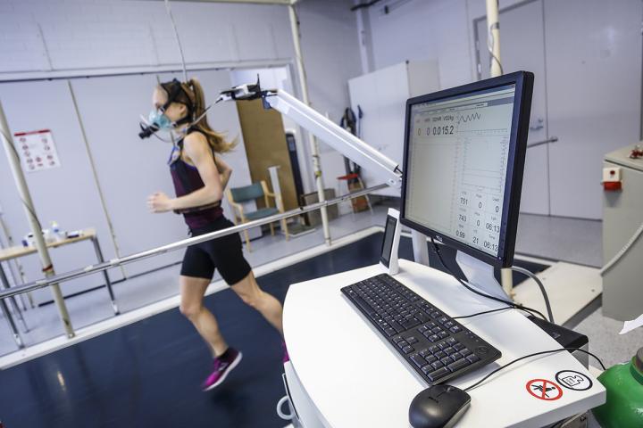 Female athlete being tested