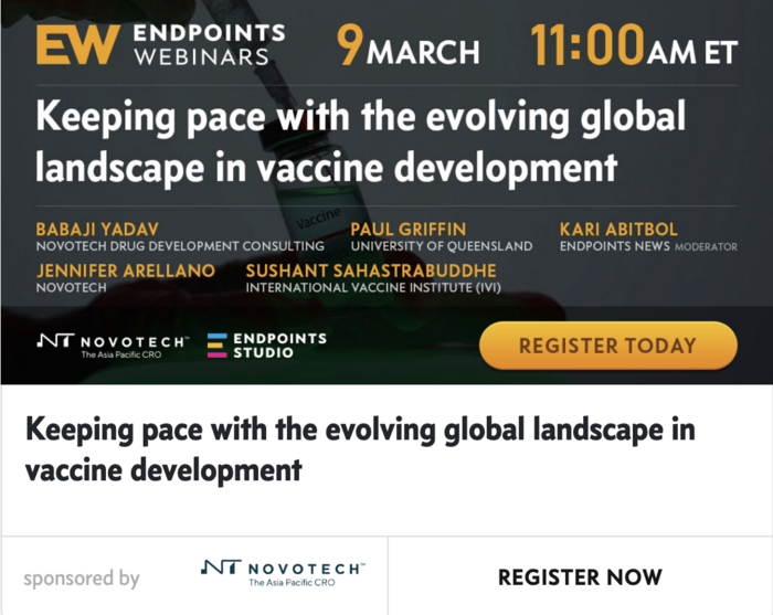 Novotech and Endpoints webinar, Keeping pace with the evolving global landscape in vaccine development
