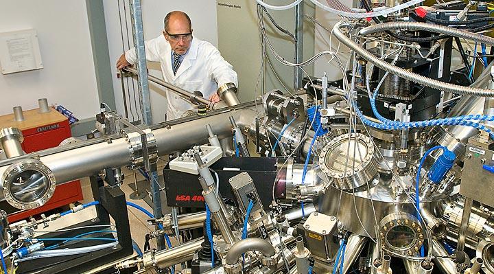 Brookhaven's Ivan Bozovic with an atomic-layer-by-layer synthesis system