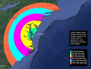 Visible areas for the Wallops Launch