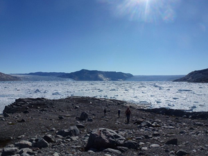 Overlooking the iceberg-covered fjord