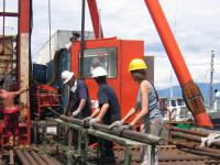 Lake Malawi Drilling Project Science Team Handle Corer