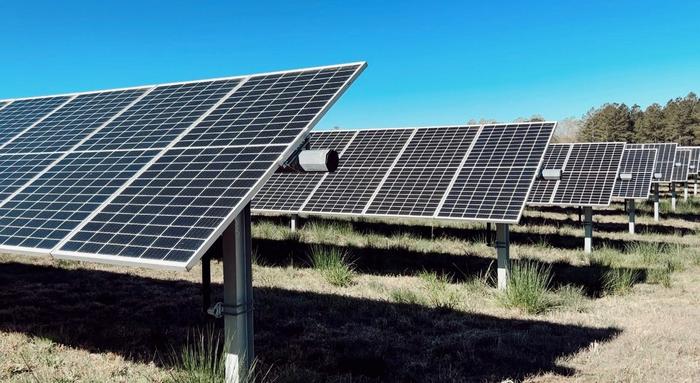 A utility solar site in Surry, Virginia.