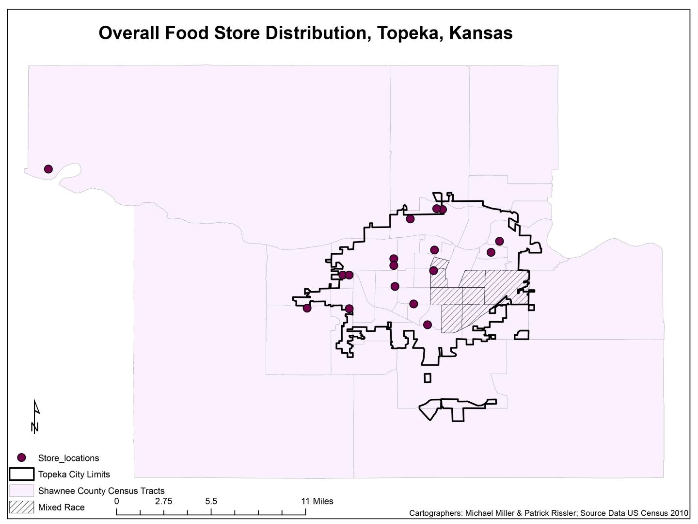 A Map of the Overall Food Stores in Topeka, Kansas