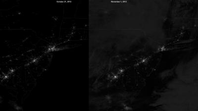 Suomi NPP Satellite Sees Blackout from Hurricane Sandy