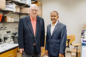 Prostate Cancer Drug Candidate Developed at Univ. of Tenn. Health Science Center Goest to First Clinical TrialDrs. Duane Miller, left, and Ramesh Narayanan, have developed a drug candidate for advanced metastatic prostate cancer that is now in its first c