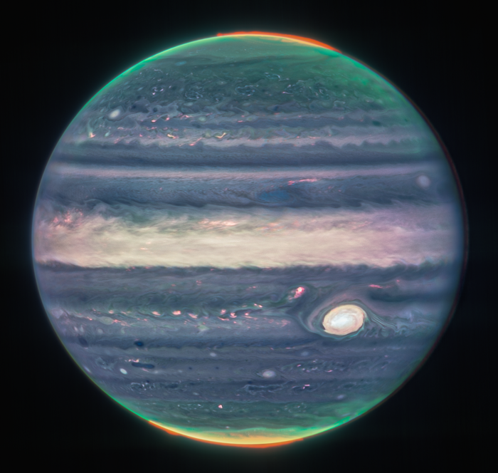 Near-infrared image of Jupiter by James Webb Space Telescope