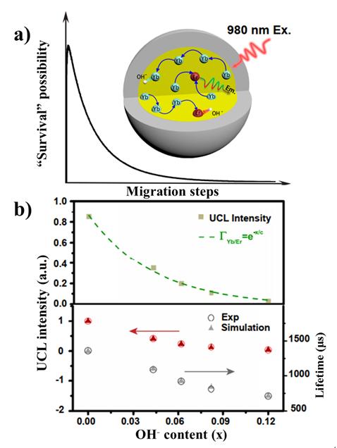 Figure |Modelling the internal OH- induced luminescence quenching in upconversion nanoparticles.