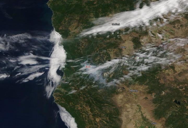 California's Red Salmon Complex of Fires Imaged by NASA's Aqua Satellite