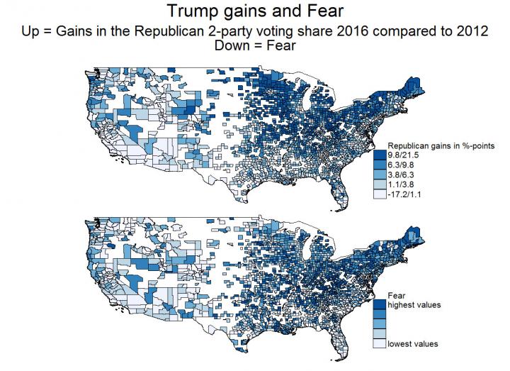 Graph of Trump Gains vs. Regional Fear