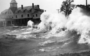 Waves Crashed Ashore in Woods Hole, Mass., during a 1938 Hurricane