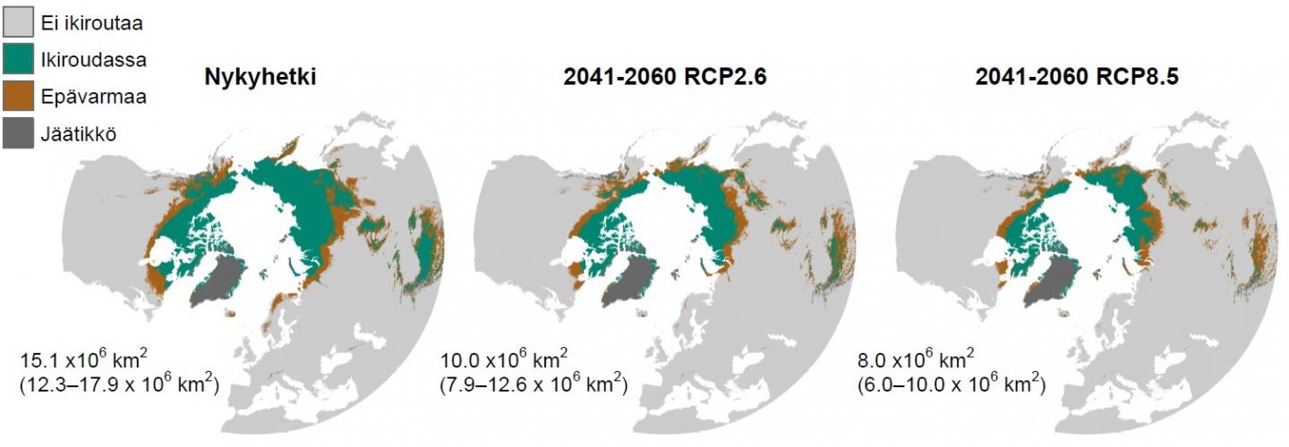 Occurrence of Permafrost in the Northern Hemisphere in Present and Future Climate Conditions