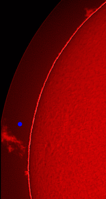 Segment of Sun (in red)