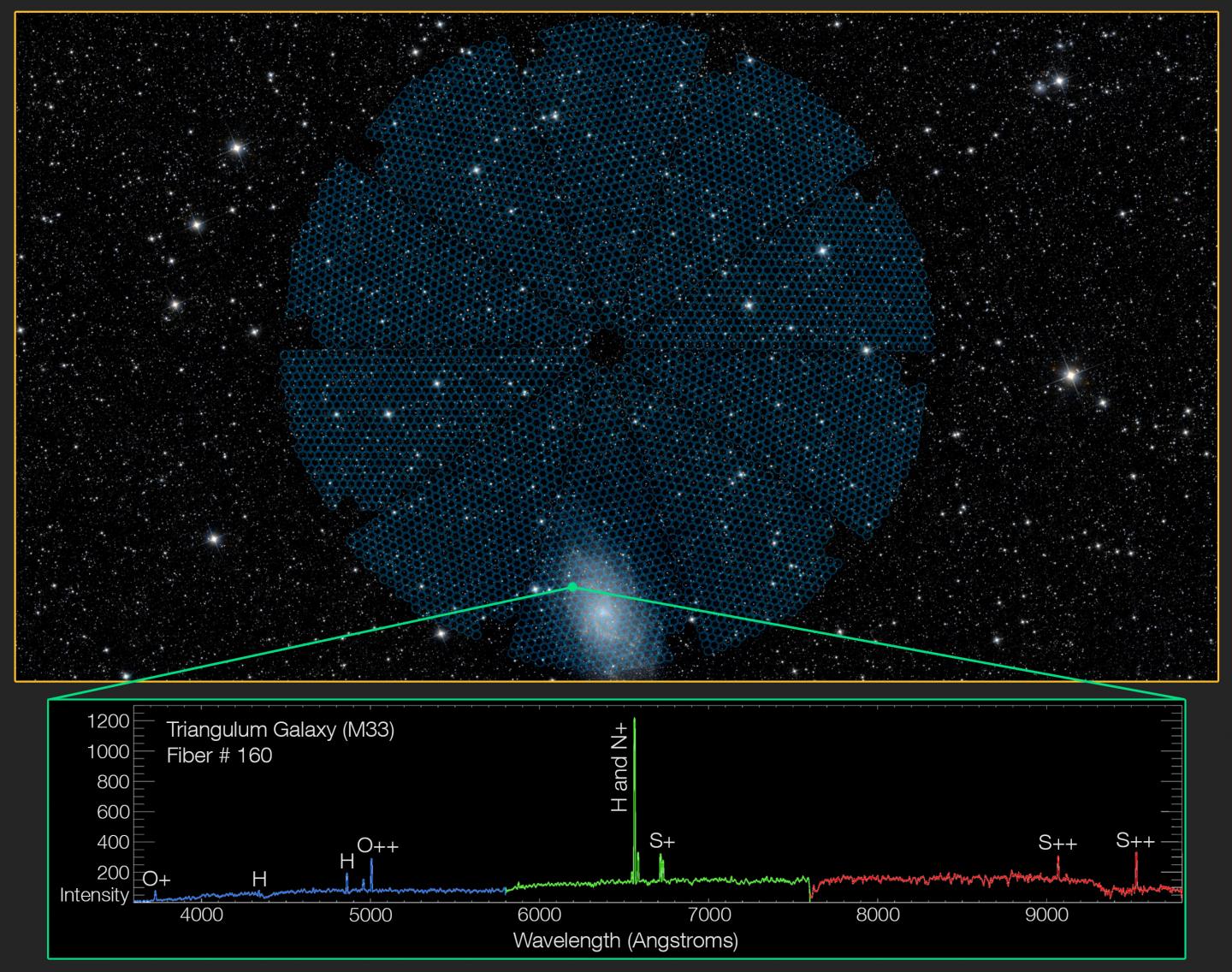Overlay of DESI's Focal Plane on the Night Sky