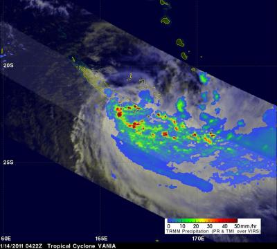 TRMM Satellite Sees Heavy Rainfall in Tropical Storm Vania