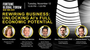 Alex Zhavoronkov PhD, founder and CEO of Insilico Medicine will be attending the Fortune Global Forum 2024, participating in the panel titled “Rewiring Business: Unlocking AI’s Full Economic Potential” at 12:05-1:20 pm ET, November 12.