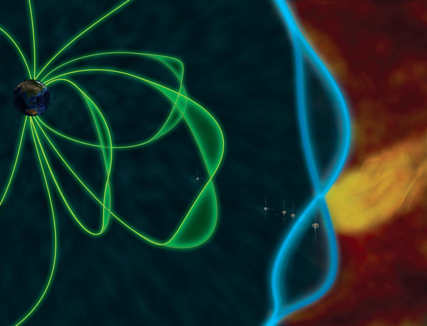 Artist Rendition of a Plasma Jet Impact Generating Standing Waves