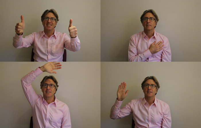 Paul Hills demonstrates hand signals