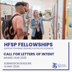 HFSP Fellowship Program: Call for Letter of Intent open until 15 May 2024.