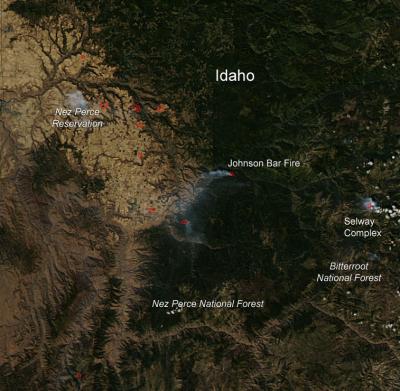 Aqua Captures Fires in Idaho