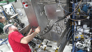 Experiment installation on International Space Station