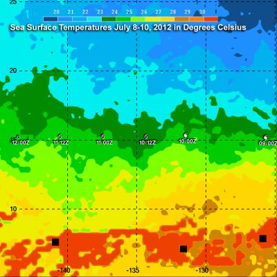 Sea Surface Temperatures Around Tropical Storm Daniel